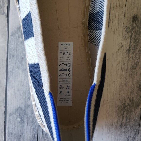 ROTHY'S The Espadrille Flats Ivory and blue Stripe Women's - Size 10.5 - Picture 3 of 5